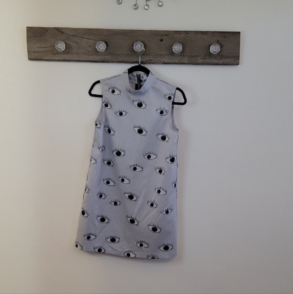 Choles Comic Eye Pattern Sleeveless Dress SZ SM